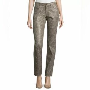 Lafayette 148 New York Women's Sz 2 Straight Leg Snake Pattern Jeans Pants Brown